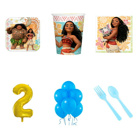  MOANA  PARTY  SUPPLIES  PARTY  PACK FOR 16 WITH 2 BALLOON AMZ 