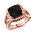 thumbnail image 2 of Gem Stone King 5.67 Ct Cushion Checkerboard Black Onyx 18K Rose Gold Plated Silver Ring (Size 7), 2 of 3