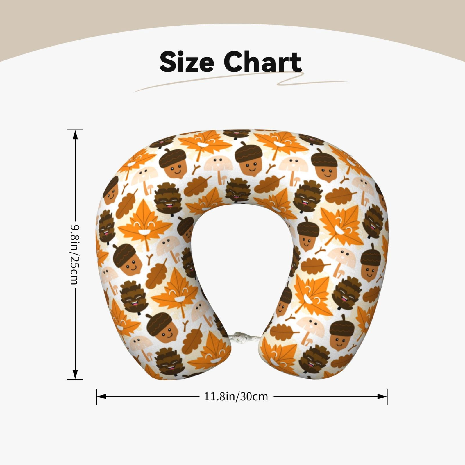 Xecao Autumn Woodland Characters Print Memory Foam Cervical Neck Pillow Versatile U-Shaped Pillows for Home,Office,Camping,Travelling,Soft Washable Cover