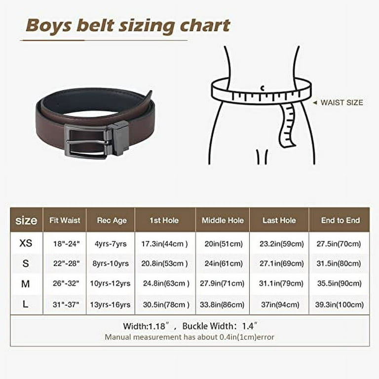 Kid/Child Leather Belt sizing chart