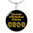 thumbnail image 1 of German Wirehaired Pointer Mama Circle Necklace Stainless Steel or 18k Gold 18-22" Dog Owner Lover, 1 of 7
