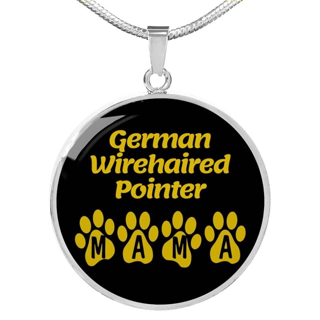 German Wirehaired Pointer Mama Circle Necklace Stainless Steel or 18k Gold 18-22" Dog Owner Lover