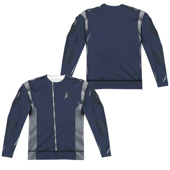Star Trek Discovery - Science Uniform (Front/Back Print) - Regular Fit Long Sleeve Shirt - X-Large