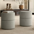 thumbnail image 2 of Inspire Modern Boucle Fabric Round Ottoman Grey, 2 of 6
