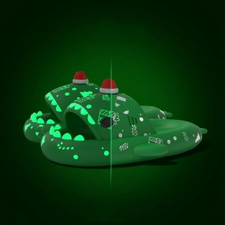 

QWZNDZGR 2023 Xmas Luminous Couple Slides Shark Slippers Men House Christmas Shoes Unisex Indoor Pumpkin Slippers Fashion Gifts