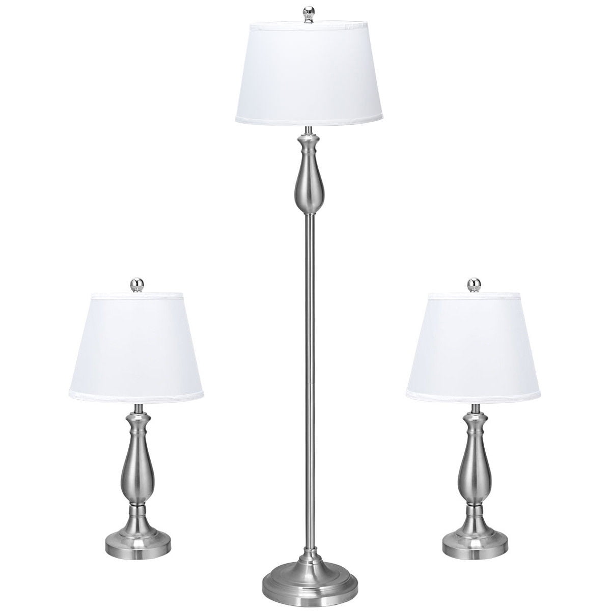 Gymax 3 Piece Lamp Set 2 Table Lamps 1, Floor And Table Lamp Sets Canada