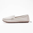 thumbnail image 5 of Women's Wide Width French Style Buckle Loafers, Faux Leather Round Toe Slip-On Lightweight Casual Dress Shoes for Daily Wear, White/Multi-Color, 5 of 10