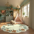 thumbnail image 4 of Moynesa 6' Floral Round Area Rug, Washable Rugs for Bedroom Ultra-Thin Soft Rug, Non-Slip Large Boho Circle Carpet for Living Room Kitchen Nursery,Beige, 4 of 8