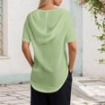 thumbnail image 5 of Scyoekwg Women's V Neck Hoodies Short Sleeve Drawstring Pullover Tops with Pocket Summer Casual Loose Blouses (Green,XXL), 5 of 6