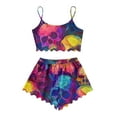 thumbnail image 5 of Tnhcen Women's Halloween Skeleton Print Cami Short Pajama Set Loungewear Sleepwear Comfortable Vacation Outfit S-2XL Multicolor, 5 of 6