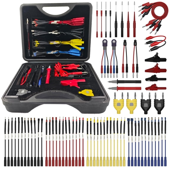 76 Pcs Automotive Circuit Test Lead Kit, Multimeter Test Leads Kit, Electrical Back Probe Kit, Alligator Clip, Acicular Probe, Banana Plug Adapters, Volt Meter Lead (with Carrying Case)