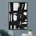 thumbnail image 2 of IDEA4WALL Framed Canvas Print Wall Art Bold Ink Stroke with Grid and Texture Abstract Brushstroke Illustrations Minimalism Expressive Black & White Art for Living Room, Bedroom, Office - Black 16"x24", 2 of 5