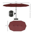 thumbnail image 3 of 14.4ft Solar Umbrella with Base, Double-Sided Patio Parasol - Wine Red, 3 of 9