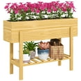 thumbnail image 1 of Outsunny Bac de Jardin Surélevé, Jardinière avec Tablette de Rangement, Bois Naturel, 1 of 9