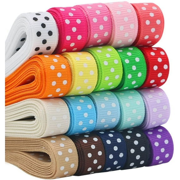Grosgrain Ribbons for Crafts Gifts Wrapping 3/8" Boutique Polka Dot Fabric Ribbon 40yd (20 x 2yd)
