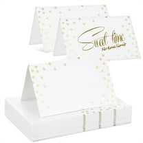 50 Sheets Dotted Gold Foil Place Cards,White Blank Table Name Cards,3.5” x 2.2” Delicate Seating Cards,Table Setting Tent Cards,for Wedding Birthday Banquet Buffet food label By Scheam