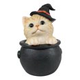 thumbnail image 3 of Ebros Witching Hour Halloween Tabby Cat With Witch Hat In Black Cauldron Statue, 3 of 6