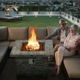 thumbnail image 3 of Costway 34.5" Square Propane Gas Fire Pit Table Faux Stone w/ Lava Rock PVC Cover, 3 of 10