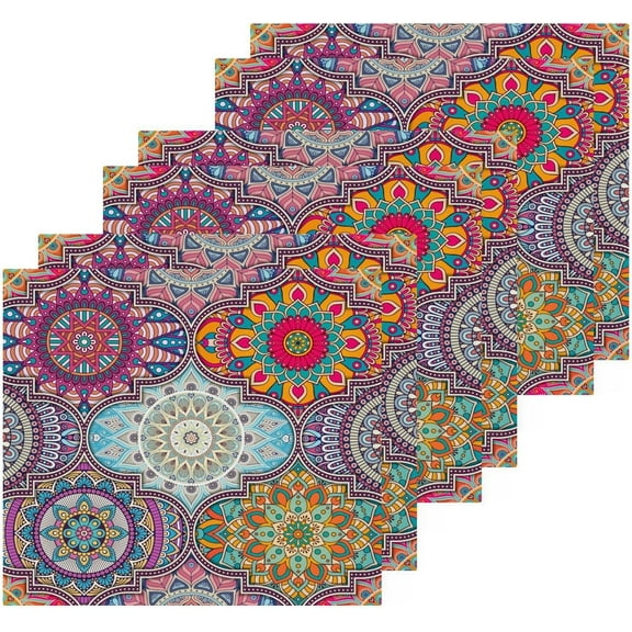 Coolnut Mandela Pattern Washcloths, 2 PCS 12 X 12 Inches Cotton Wash Cloths, Highly Absorbent and Soft Face Towels for Bathroom,Gym,Hotel and Spa