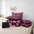 thumbnail image 6 of Castle Fairy Geometric Plaid 7-Piece Twin Bedding Sets,Abstract Buffalo Bedding Comforter Set,Black Pink Breathable Sheet Sets,Super Cozy Grid Room Decor,Reversible, 6 of 8