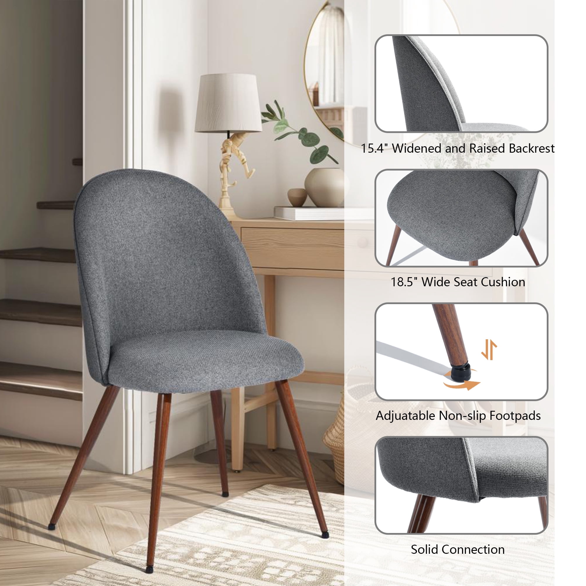 Homy Casa Reception Chair Set of 2, Upholstered Guest Chairs for Lounge Waiting Areas, Gray