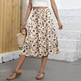 thumbnail image 5 of Floral Skirts for Women Midi Length Vintage Drawstring High Waisted A Line Skirt Flowy Boho Causal Skirts with Pockets, L, 5 of 8