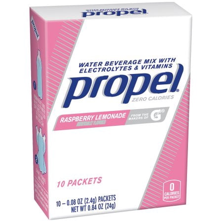 (12 Pack) Propel Powder Packets Raspberry Lemonade With Electrolytes, Vitamins and No Sugar, 10