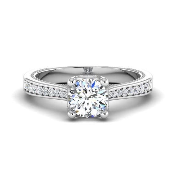 Eterna Jewel 1.9 Ct Round Cut Lab Created Diamond Ring - Solitaire with Accents Wedding Ring for Women - Anniversary Ring - 14K White Gold Plated Diamond Ring - Engagement Ring - Proposal Ring