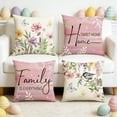 thumbnail image 2 of YingYouFu Colorlife Spring Saying Flowers Butterfly Pink Throw Pillow Covers,Home Sweet Home Cushion Case for Sofa Couch Set of 4, 2 of 6