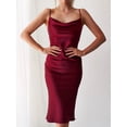 thumbnail image 2 of Anbech Cowl Neck Satin Dress for Women Sleeveless Spaghetti Straps Dresses Evening Party Split Dresses S-XL, 2 of 6