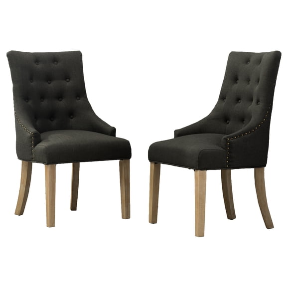 Roundhill Furniture Dining Chair, Set of 2, Charcoal