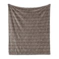 thumbnail image 1 of Tribal Soft Flannel Fleece Throw Blanket, Native Clannish Pattern of Coffee Bean Inspired Leaf Motifs, Cozy Plush for Indoor and Outdoor Use, 50" x 70", Warm Taupe Dark Brown, by Ambesonne, 1 of 6