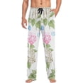 thumbnail image 3 of Men's Pajama Pants with Pockets Sleepwear Lounge Pants Stretch Casual Summer Hydrangea Flowers, 3 of 6