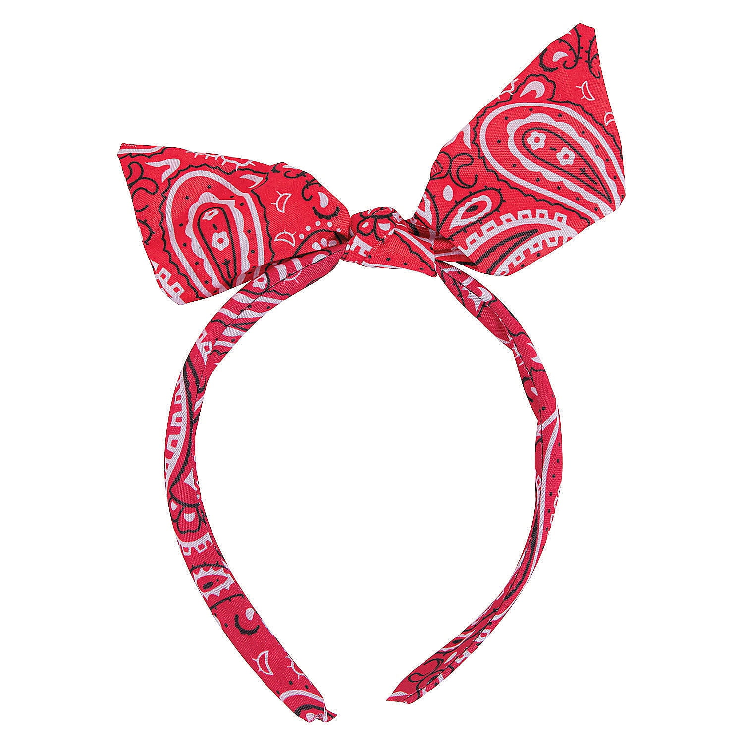 Bandana Print Bow Headband Red 1 Pc Apparel Accessories 1 Piece