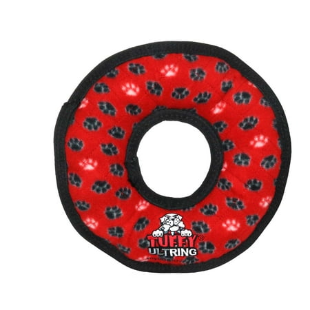 UPC: 0180181001017 | Tuffy Ultimate Ring Red Paw  Squeaky and Durable Dog Toy