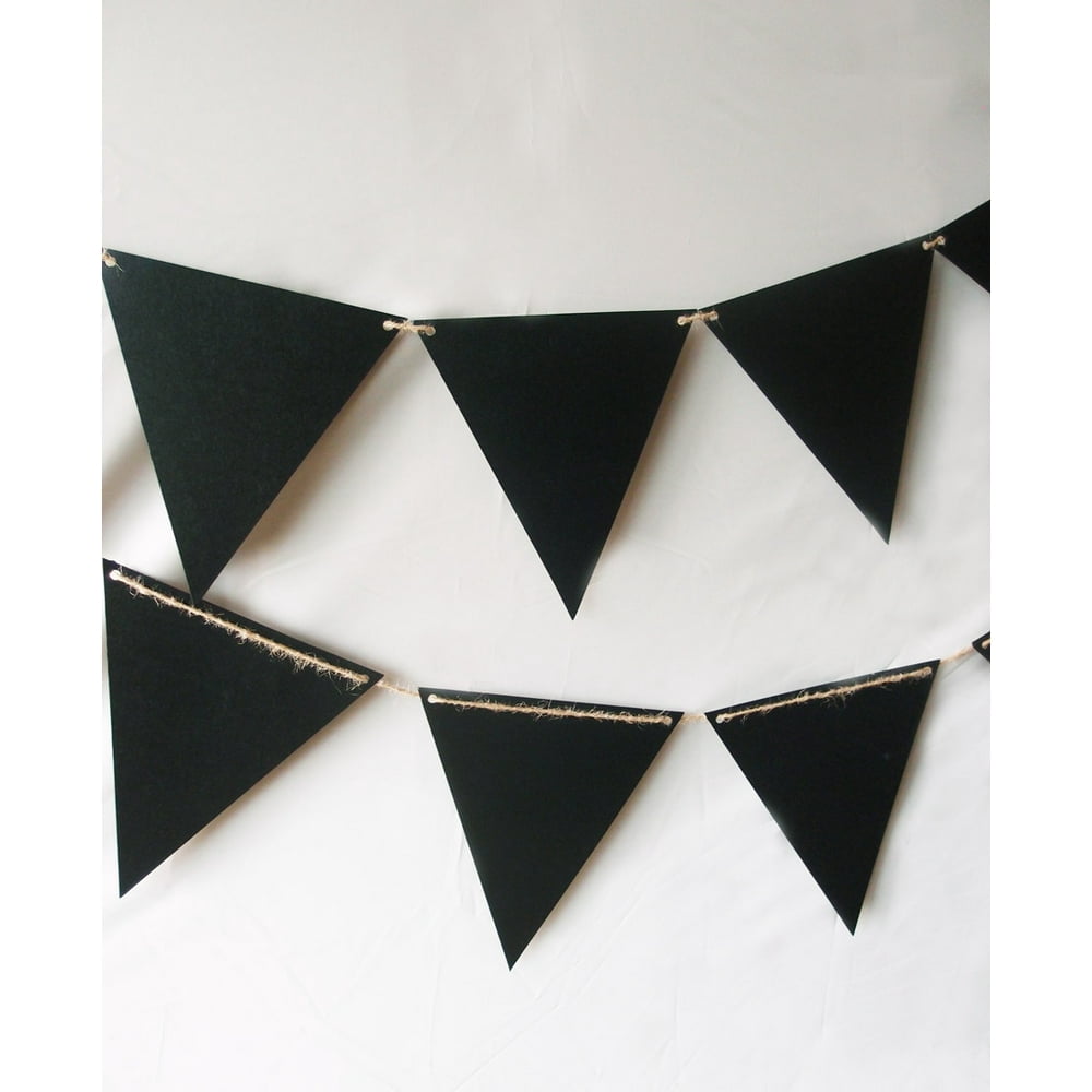 Quasimoon Chalkboard Sign Triangle Flag Pennant Banner Decoration (11FT