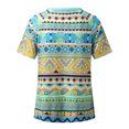 thumbnail image 5 of Blusa de manga corta con cuello en V para mujer a la moda, blusa holgada con estampado Retro étnico Fridja  bn7177, 5 of 5