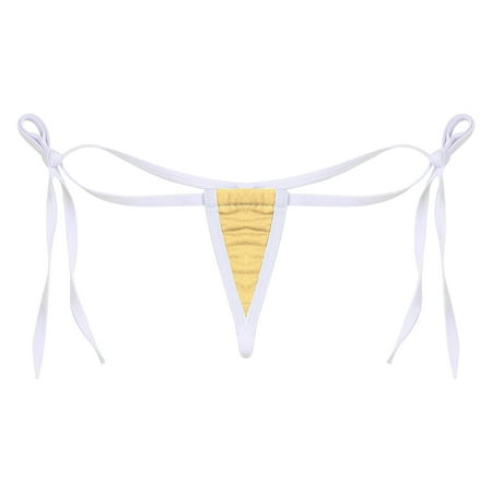 TiaoBug Women s Mini Micro T-Back Thong Low Waist Underwear Lace Up G-String Panties Underpants Nude One Size