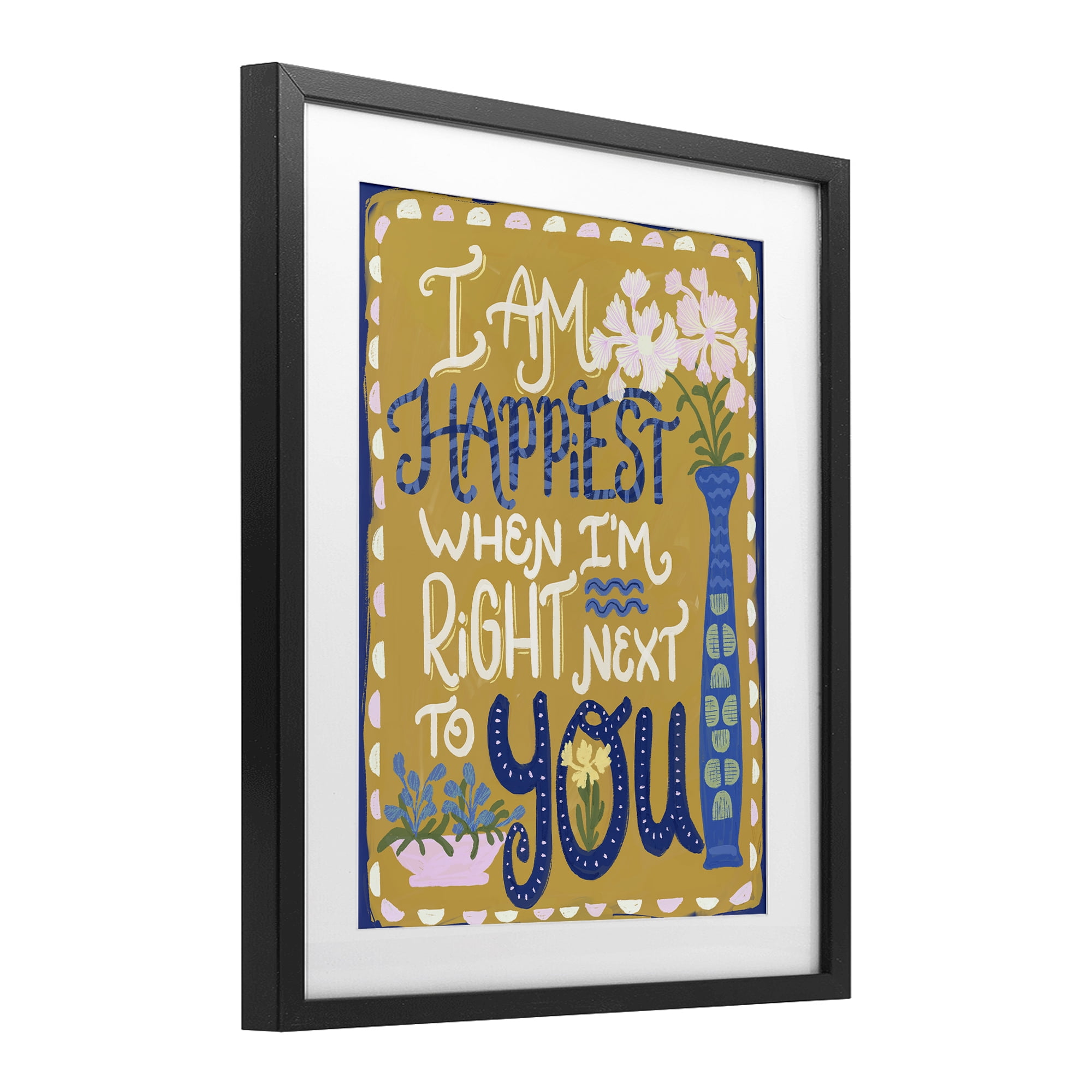 Stupell Industries Happiest Next To You Black Framed Print Under Glass, design by Connie Summers