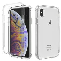 iPhone XS Max Case, Full Body Clear Bumper Protection Case [with Screen Protector] Hybrid Back Silicone Rubber TPU Bumper Gradient Phone Case for Apple iPhone XS Max - Clear
