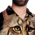 thumbnail image 5 of Retro Cat Men's Poplin Shirt, Casual Short Sleeve Printed Button Down Summer Beach Unisex Shirts, 5 of 6