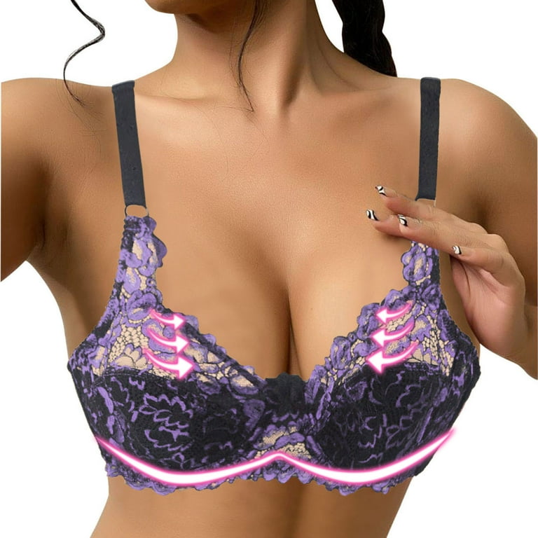 WomenLace Bra Thorn Plus Size Underwear Bra Purplesex bra and