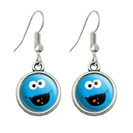 Sesame Street Cookie Monster Face Novelty Dangling Drop Charm Earrings