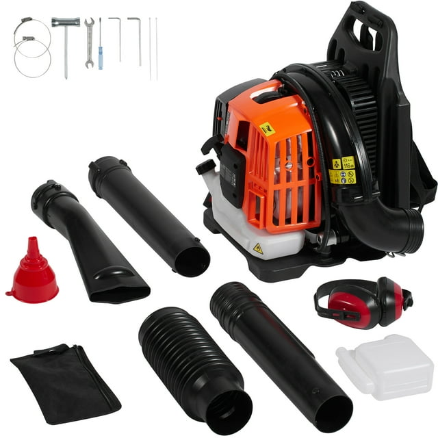 KFFKFF Rucksack Leaf Sweeper, 52CC Dual-Cycle Leaf Sweeper with 1.37L Gasoline Reservoir, 480CFM Air Capacity 175MPH Velocity, Suitable for Grass Maintenance, Leaf Disposal, and Snow Clearing