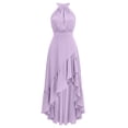 thumbnail image 4 of ClodeEU Women's Halter Sleeveless High Waist Asymmetrical Maxi Dress,Casual Flowy Ruffle Hem Party Dress Purple,Women's Plus XXL, 4 of 8