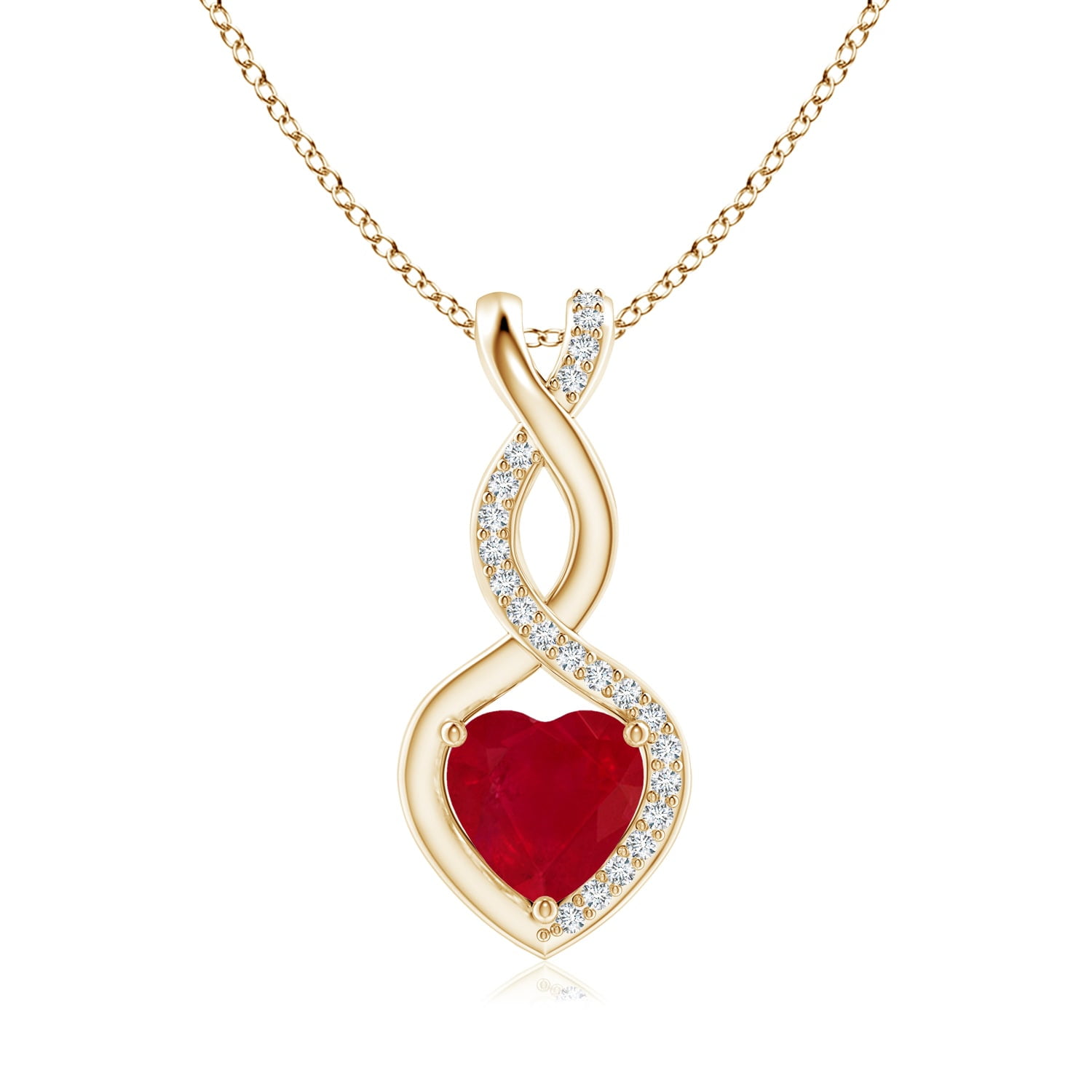 Valentine Jewelry Gift - Ruby Infinity Heart Pendant with Diamonds in ...