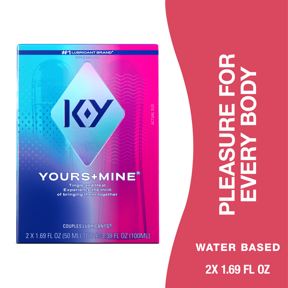 K-Y Yours & Mine Personal Lubricant for Couples, Personal Intimacy, KY Lube for Sex, For Men and Women, Sensorial Couples Sex Lube, Tingling for Her, Warming for Him, 2 x 1.69 Fl Oz