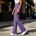 thumbnail image 6 of Women's High Waist Flare Yoga Pants, Ghalytn Stretch Bootcut Casual Trousers with Back Pockets, 6 of 9