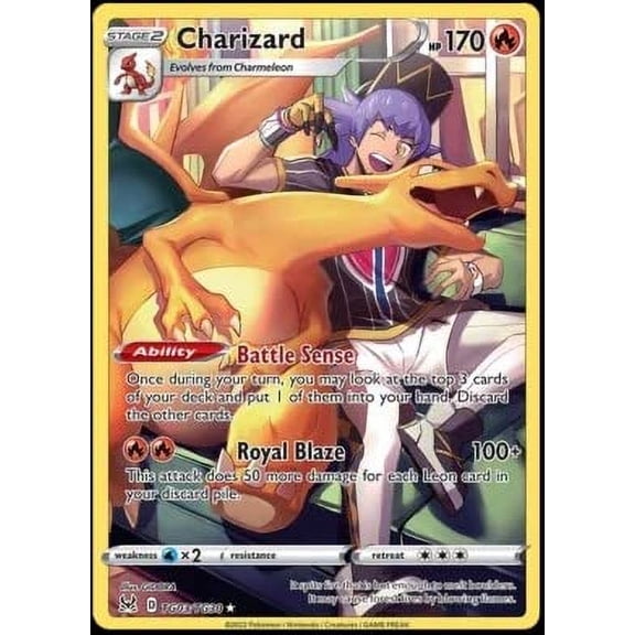 Tarjeta coleccionable Pokémon Charizard TG03 Trainer Gallery, arte completo