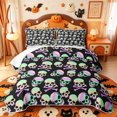 thumbnail image 2 of Manfei Cartoon Skull Quilt Full,Classic Halloween Pumpkin Lantern Full Bedspread Sets,3 Pieces,1 Coverlet and 2 Pillowcases, 2 of 7